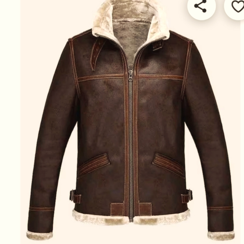 Men's Distressed Brown Shearling Jacket/Resident Evil 4 NWT